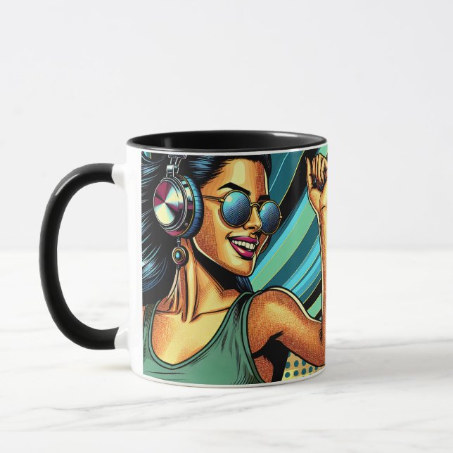 Taza Mujer pop artística en baile de audífonos (Izquierda)