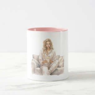 Taza Mujer Sonrojo Película Momento Palomitas De Maíz