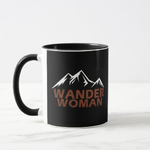 Taza mujer vagabunda acampando