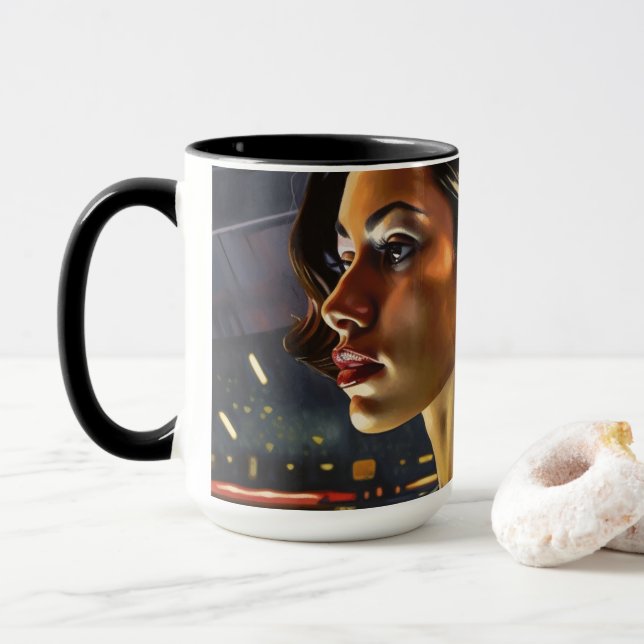 Taza Mujer venezolana en una pintura de un club nocturn (Con donut)