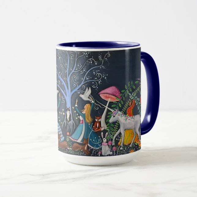 Taza Mujeres de arte caprichoso y Unicornios  (Anverso derecho)
