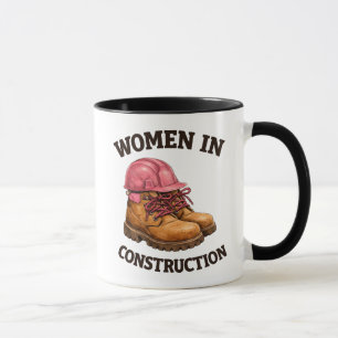 Taza Mujeres en botas de trabajo de construcción y casc