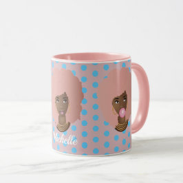 Taza Mujeres negras con puntos rosados de afroo, bblegu