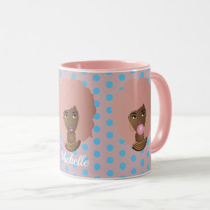 Taza Mujeres negras con puntos rosados de afroo, bblegu