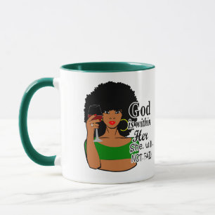Taza Mujeres negras, reina negra, afro, Dios está dentr