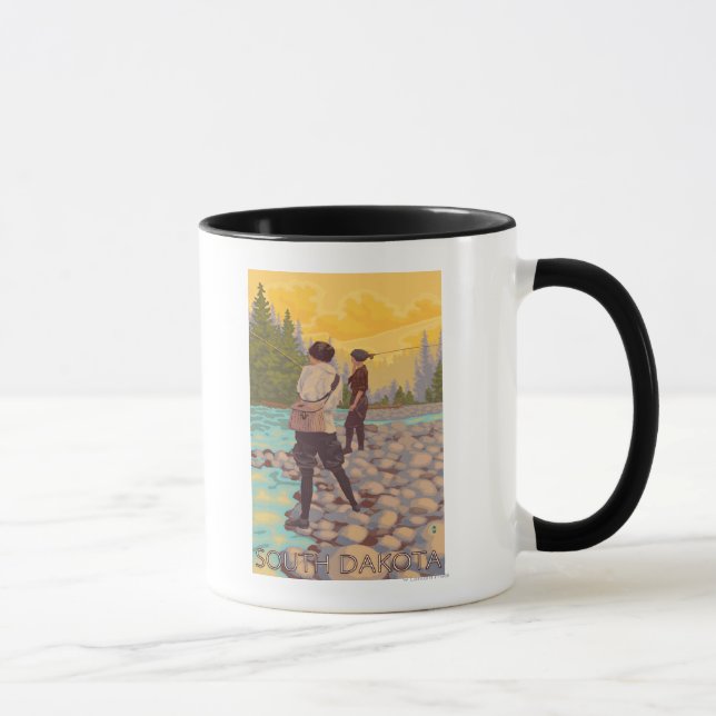Taza Mujeres pescando en la pesca de mosca en Dakota de (Derecha)