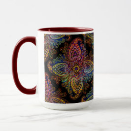 Taza Multicilored Paisley on Black Background