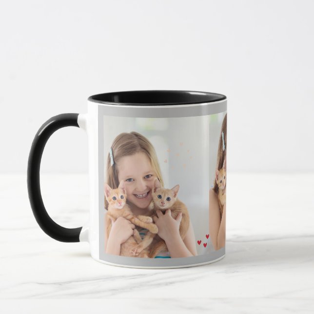 Taza MultiCollage de fotos Moderno Personalizado gato e (Izquierda)