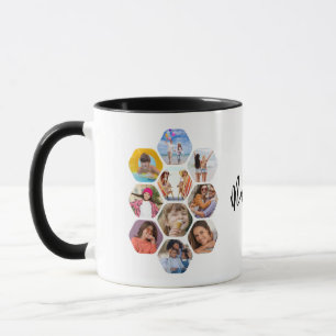 Taza MultiCollage de fotos simple moderno personalizado