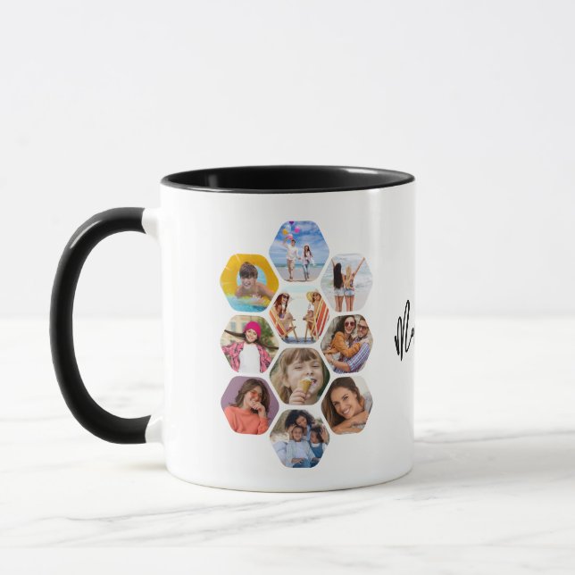 Taza MultiCollage de fotos simple moderno personalizado (Izquierda)