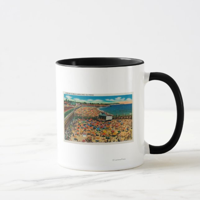 Taza Multitud en la playa, Santa Cruz, Santa Cruz, CA (Derecha)