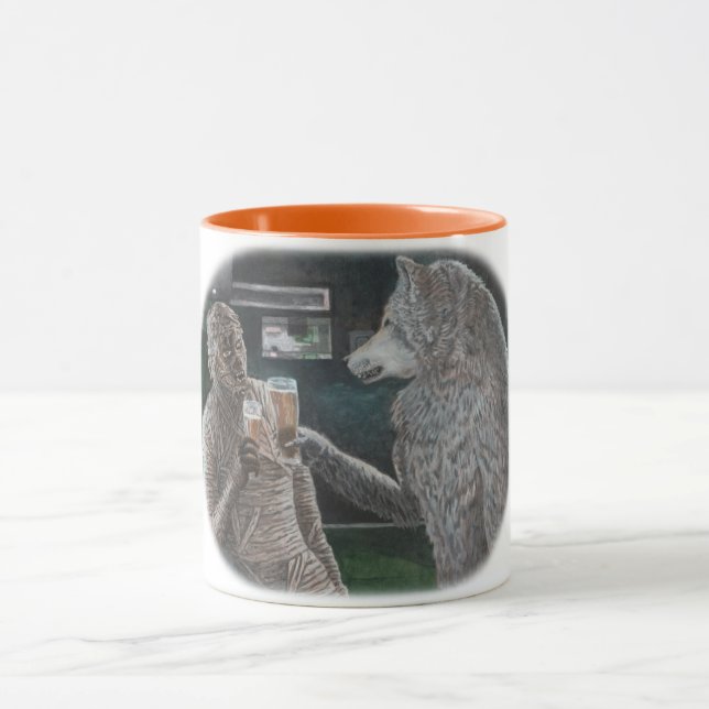 Taza Mummy y Werewolf Bebe Fantasía Café Arte Mug (Centro)
