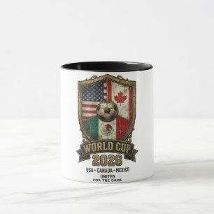 Taza Mundial 2026 Escudo de tres naciones de Norteaméri