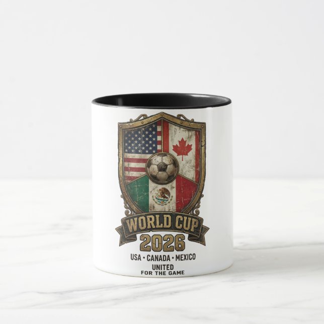 Taza Mundial 2026 Escudo de tres naciones de Norteaméri (Centro)