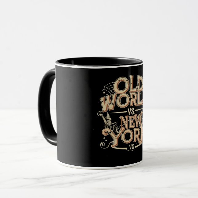 Taza mundo antiguo vs nueva york (Anverso izquierdo)