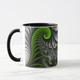 Taza Mundo de fantasía verde y gris arte abstracto frac