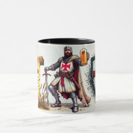 Taza Muñeca cerámica de cerveza con diseño Crusader Kni