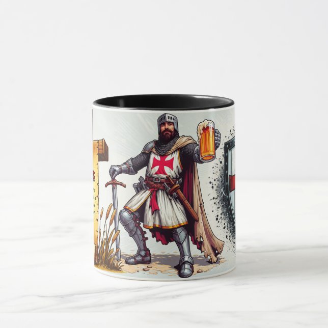 Taza Muñeca cerámica de cerveza con diseño Crusader Kni (Centro)