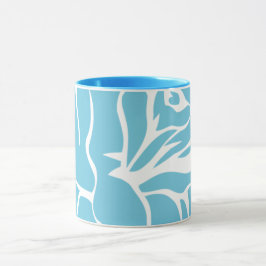 Taza Muñeca combinada de diseño floral azul