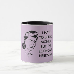 Taza Muñeca de compras retro divertida