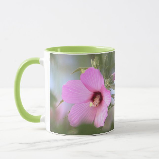 Taza Muñeca de fotos de flores rosadas (Izquierda)