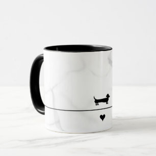 Taza Muñeca de mármol negro de Dachshund