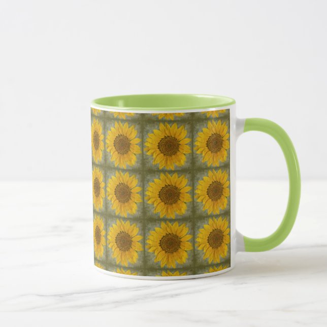 Taza Muñeca de patrón de girasol vintage (Derecha)