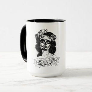Taza Muñeca "La Catrina" con tatuaje de flores - Perso