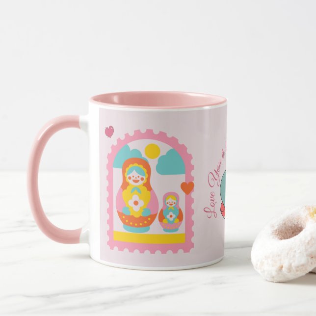Taza Muñeca Rusa de Nido Matryoshka Rosa (Con donut)