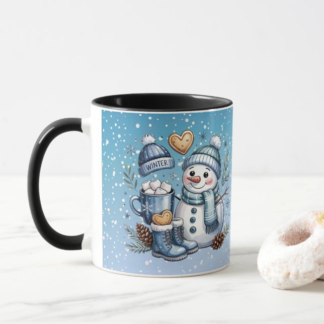 Taza Muñeco de nieve acogedor de invierno (Con donut)