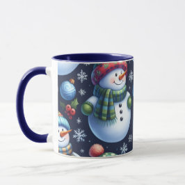 Taza Muñeco de Nieve Festivo Acogedor