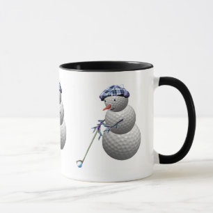 Taza muñeco de nieve golfing, muñeco de nieve golfing,