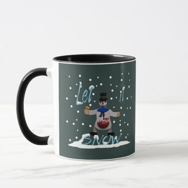 Taza muñeco de nieve graciosa sonriente (Izquierda)