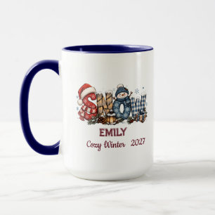 Taza Muñeco de nieve lindo Invierno Familiar Personaliz