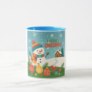 Taza Muñeco de nieve navideño clásico y adorable