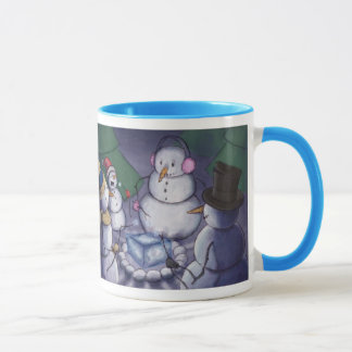 Taza Muñecos de nieve hacia fuera que acampan