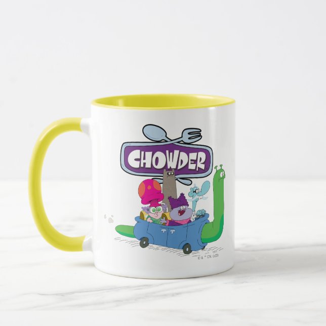 Taza Mung, Chowder, Shnitzel y trufas en caracol (Izquierda)