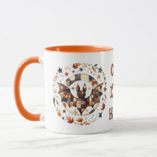 Taza Murciélago de Halloween en colores de otoño en pat