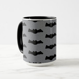 Taza Murciélagos de Halloween grises y negros