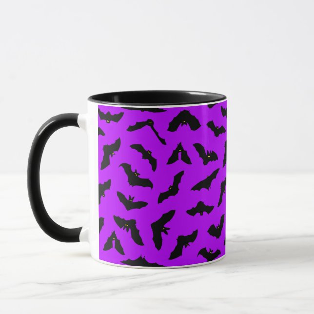 Taza Murciélagos voladores de Halloween morados (Izquierda)