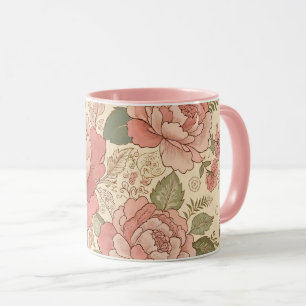 Taza Musa Floral Polvorienta - Estilo Batik Rosa Polvo