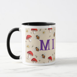 Taza Mushroom and bee personalizable combo mug