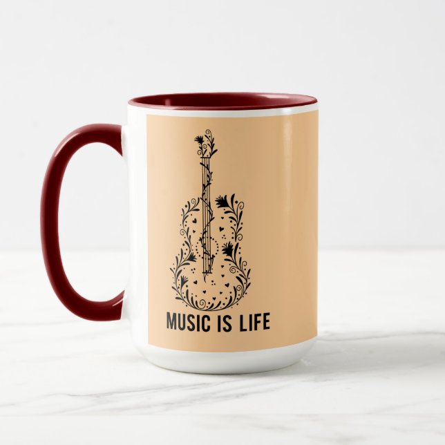 Taza Music Is Life Instrument Art | Combo Mug (Izquierda)