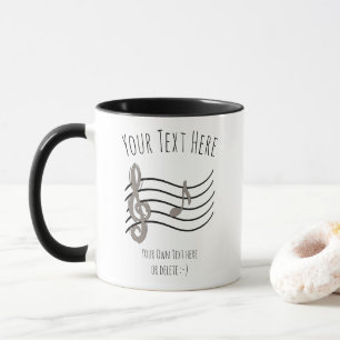 Taza Música. Clave de violín y nota A. Plantilla de reg