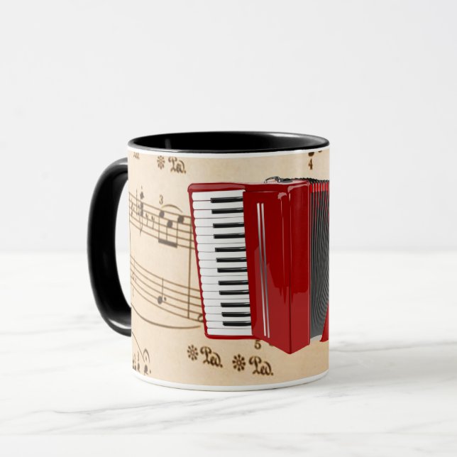 Taza Música de acordeón, diseño popular, (Anverso izquierdo)