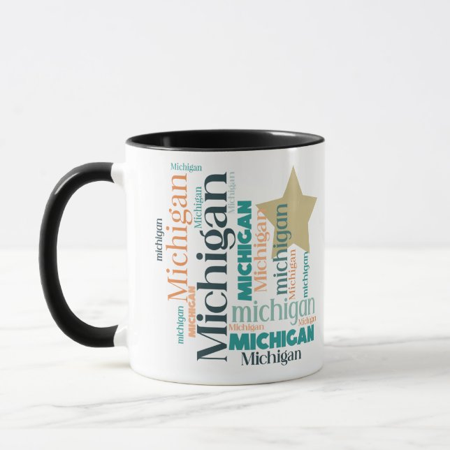 Taza Música de arte de la estrella de oro Michigan Word (Izquierda)