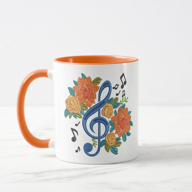 Taza Música de Blue Clef Musical Nota Diseño Floral Nar (Izquierda)