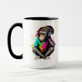 Taza Música de escucha de monos, música obsesionada con