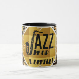 Taza Música de jazz saxofoniano en oro negro Art Deco