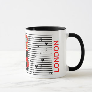 Taza Música de los corazones de los buses rojos